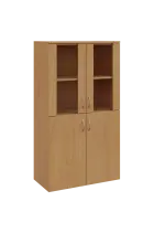 N 4 - 8DS kancelářská skříň, 4-dveřová/prosklená, 1450x800x400, buk Royal